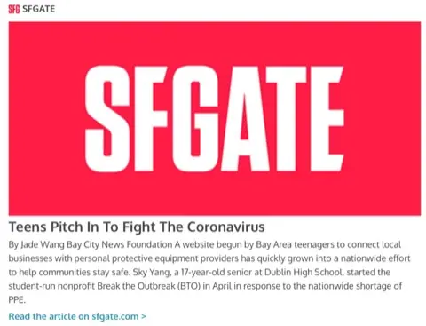 SFGATE: Teens Pitch In To Fight The Coronavirus