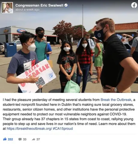 Office of Rep. Eric Swalwell: Congressional recognition of Break the Outbreak