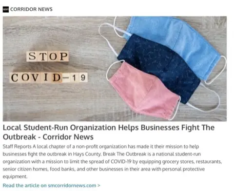 Corridor News: Local Student-Run Organization Helps Businesses Fight The Outbreak
