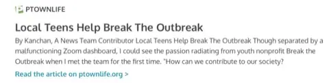 Ptown Life: Local Teens Help Break the Outbreak