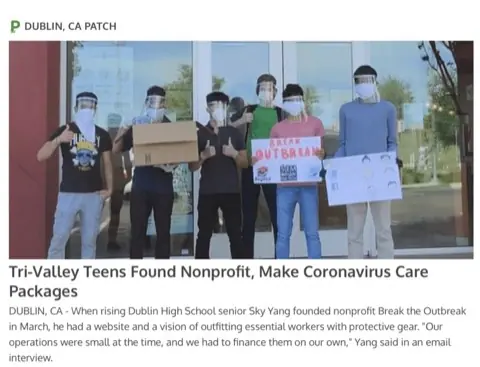 Patch (Dublin): Tri-Valley Teens Found Nonprofit, Make Coronavirus Care Packages
