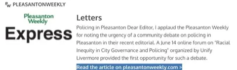 Pleasanton Weekly: Letters to the editor
